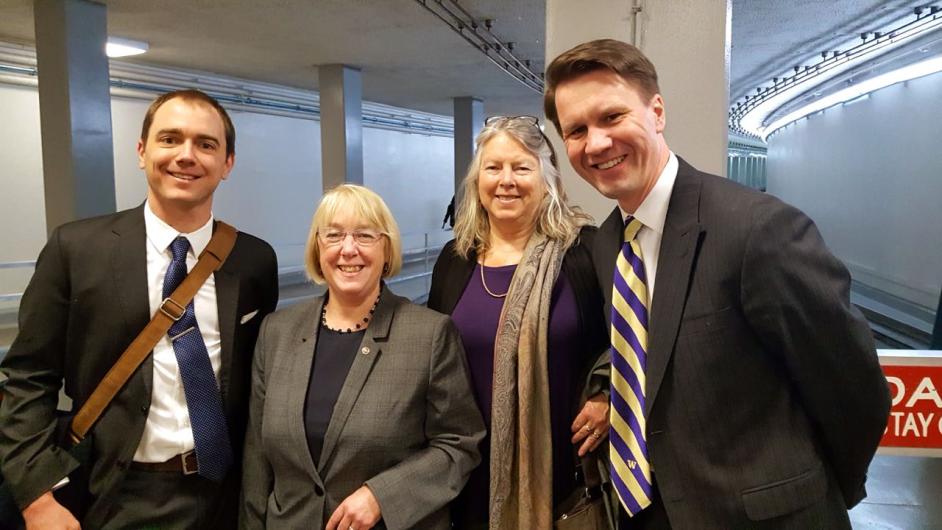 Senator Patty Murray with Jon Hiskes, Lela Hilton, and Andrew Nestingen