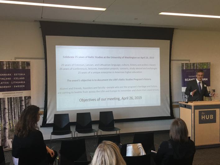 Guntis Smidchens speaking at Baltic Studies 25th Anniversary event