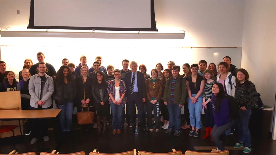 Ambassador Lyrvall and UW Scandinavian Studies Students