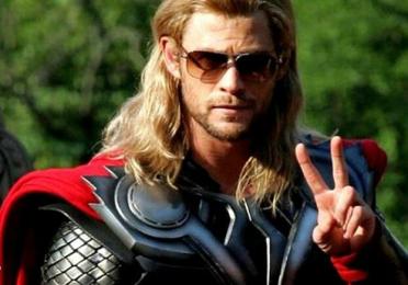 Thor giving peace sign