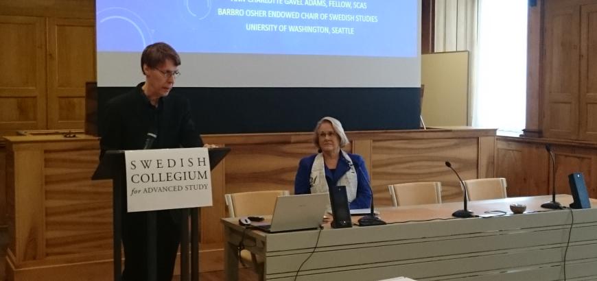 Professor Lotta Gavel Adams at the Swedish Collegium for Advanced Studies (r)
