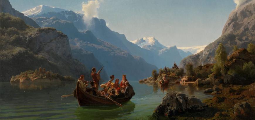 Adolph Tidemand &amp; Hans Gude, &quot;Bridal Procession on the Hardangerfjord&quot; (1848)