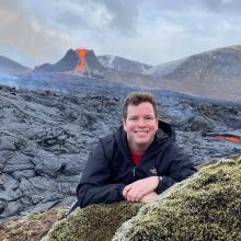 Picture of me with an active volcano in Iceland